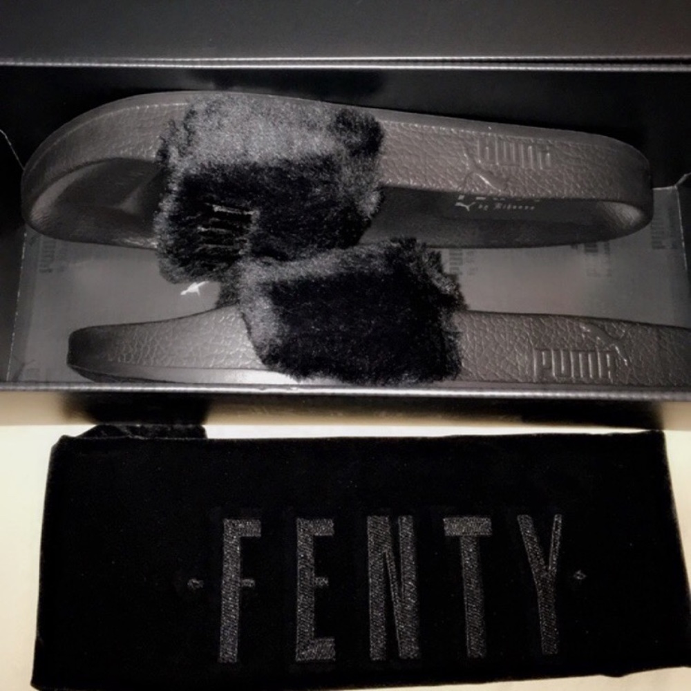 Fenty by Rihanna Fur Slides in Black